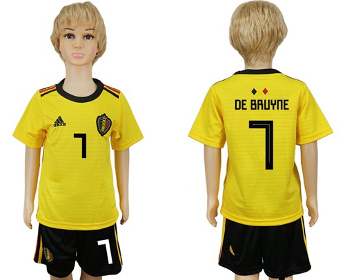 Belgium #7 De Bruyane Away Kid Soccer Country Jersey
